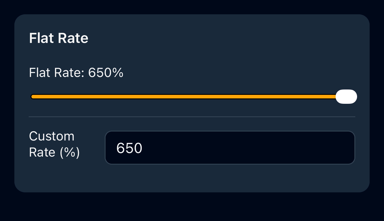 Rate settings panel