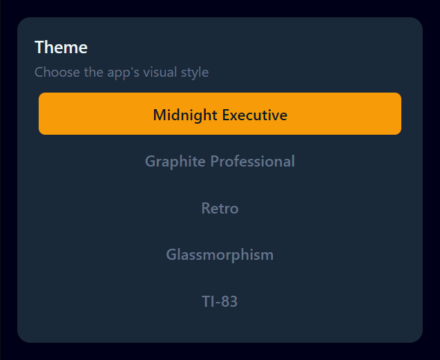 Theme Selection settings card